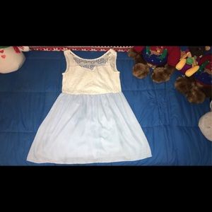 Blue and white dress